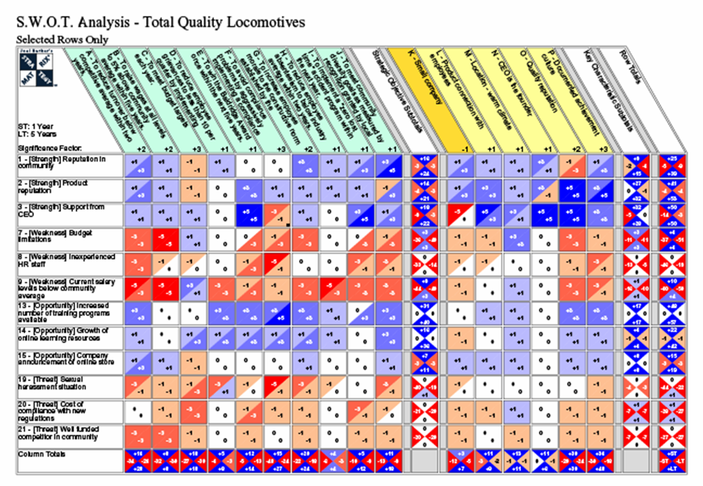 Strategy Matrix – S.W.O.T. Application